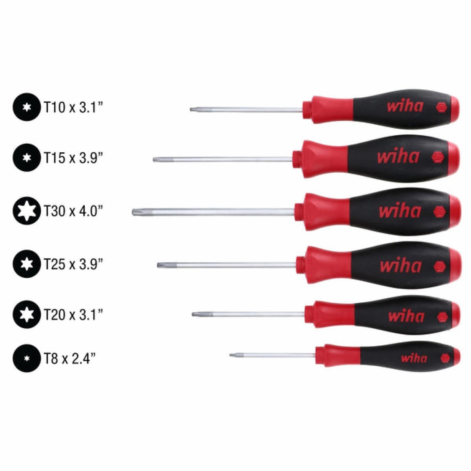 Wiha Tools 36290 SoftFinish MagicSpring Screw Holding TORX Screwdriver Set, 6 Pc.