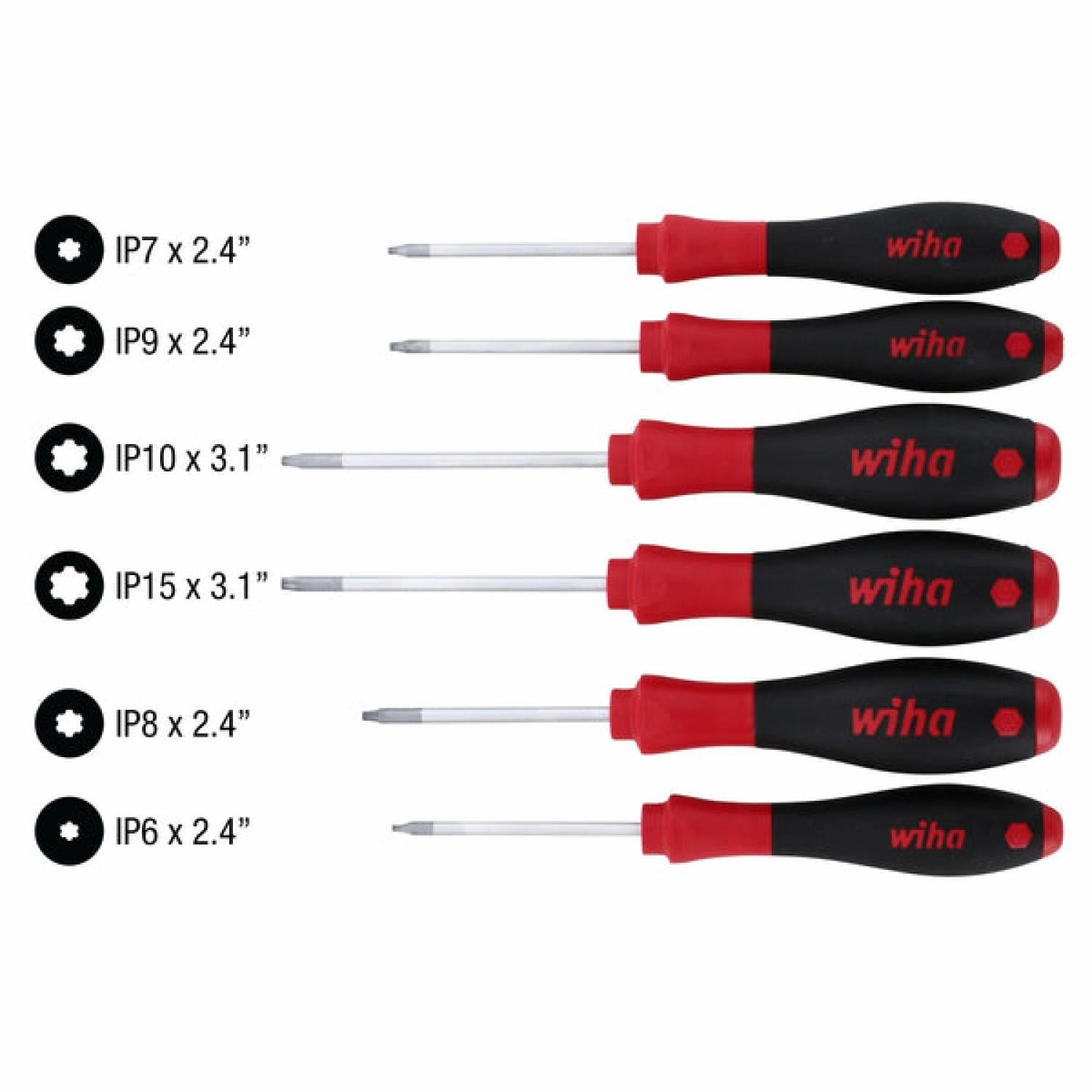 Wiha Tools 36296 SoftFinish TORX Plus Screwdriver Set, IP6 - IP15, 6 Pc.