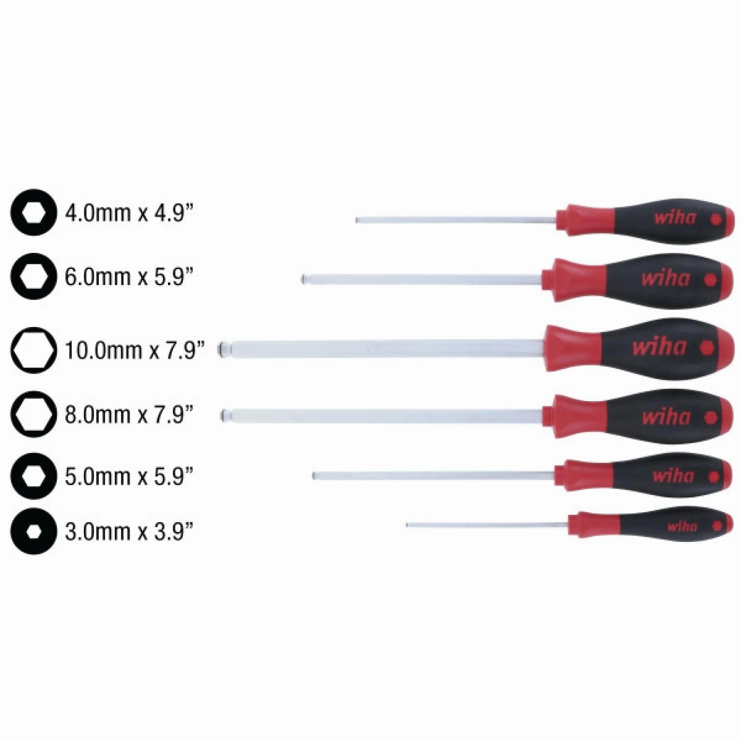 Wiha Tools 36792 MagicRing Ball End Metric Screwdriver Set, 6 Pc. Set