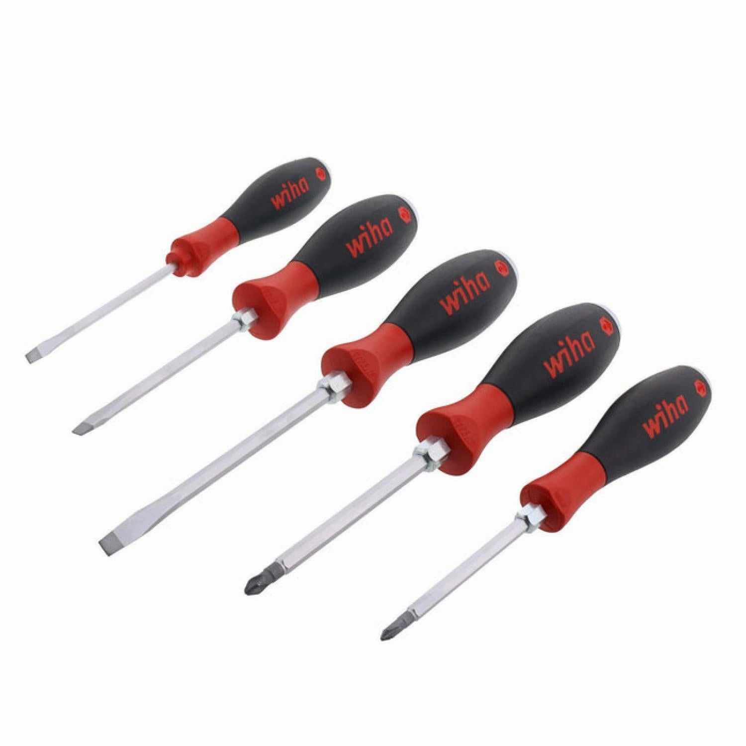 Wiha Tools 53075 5-Piece Slotted and Phillips Extra Heavy Duty Screwdrivers