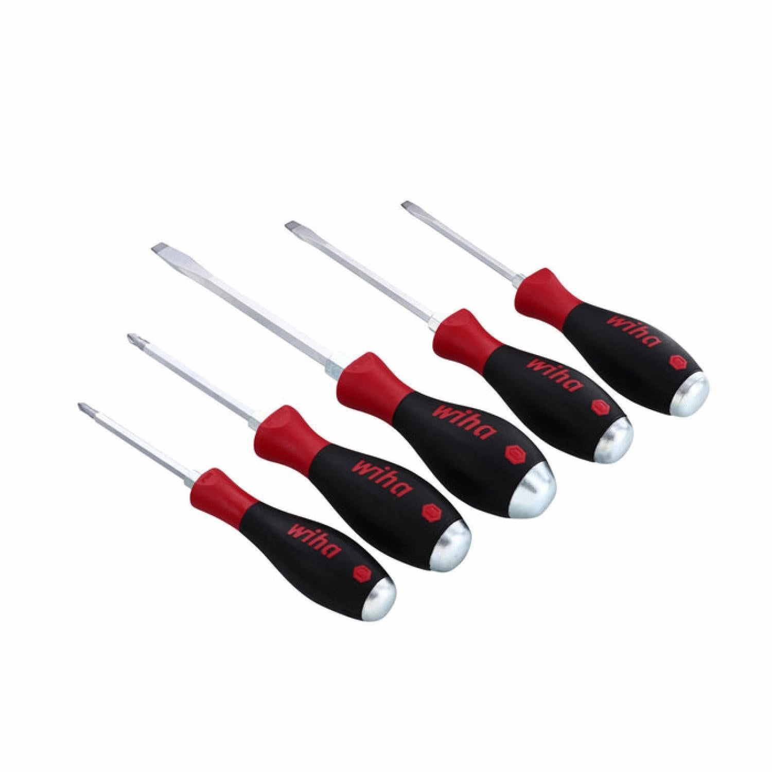 Wiha Tools 53090 SoftFinish Extra Heavy Duty Slotted 5.5mm, 6.5mm, 8.0mm/Phillips #1, #2 5 Piece Set