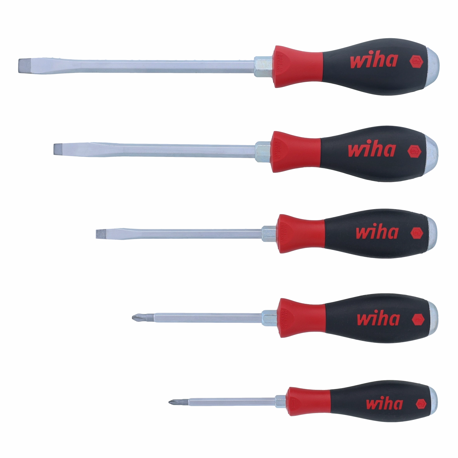 Wiha Tools 53095 SoftFinish X Heavy Duty Slotted and Phillips Screwdriver Set, 5 Pc.