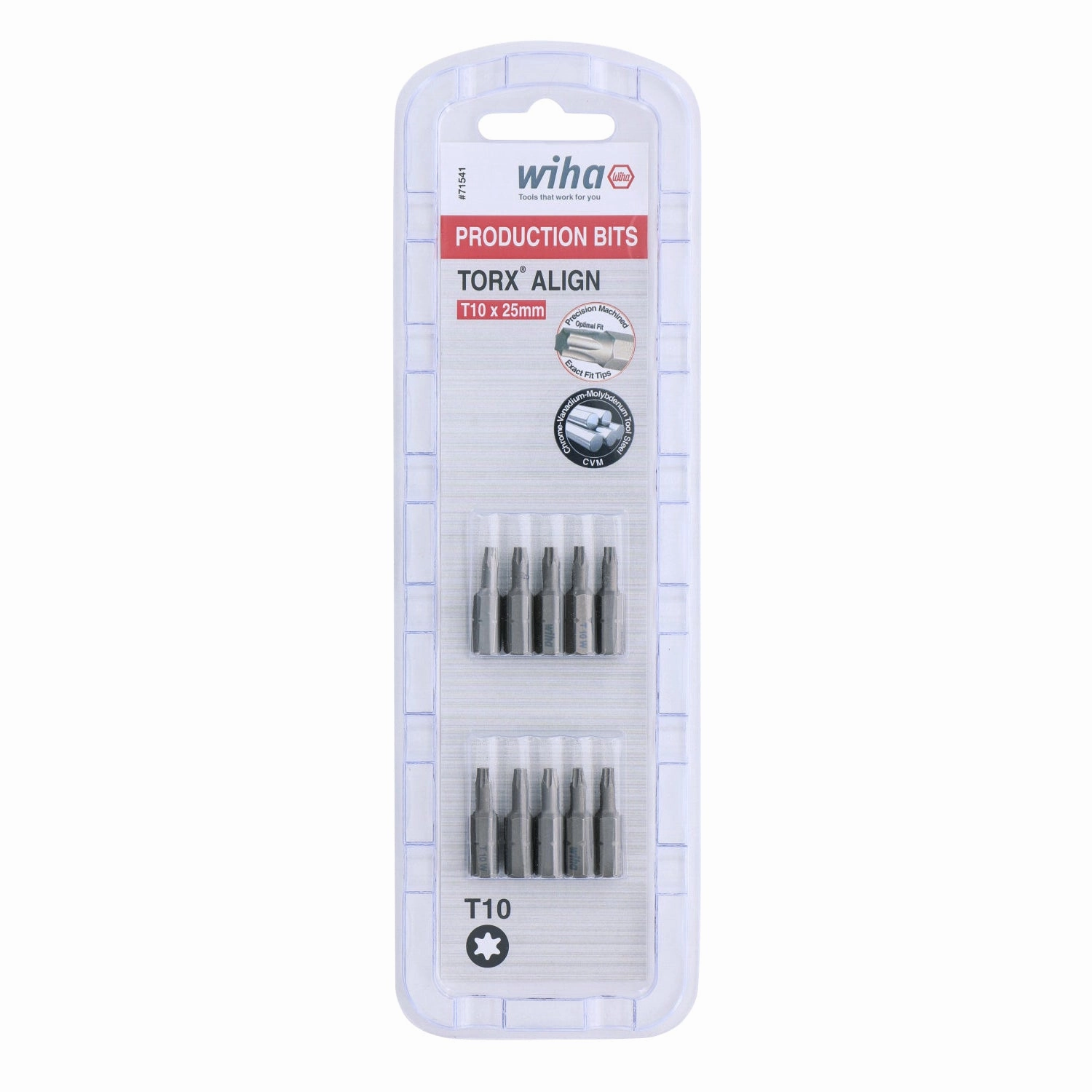 Wiha Tools 71541 T10 x 38mm TORX Align Insert Bit, 10 Pack