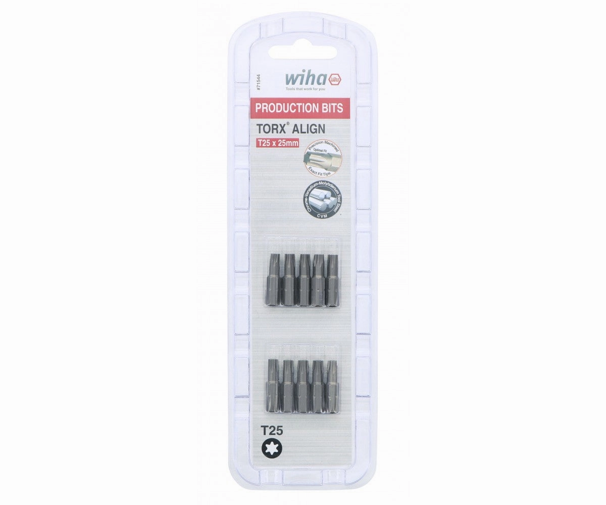 Wiha Tools 71544 TORX Align Insert Bit, T25 x 25mm, 10 Pieces