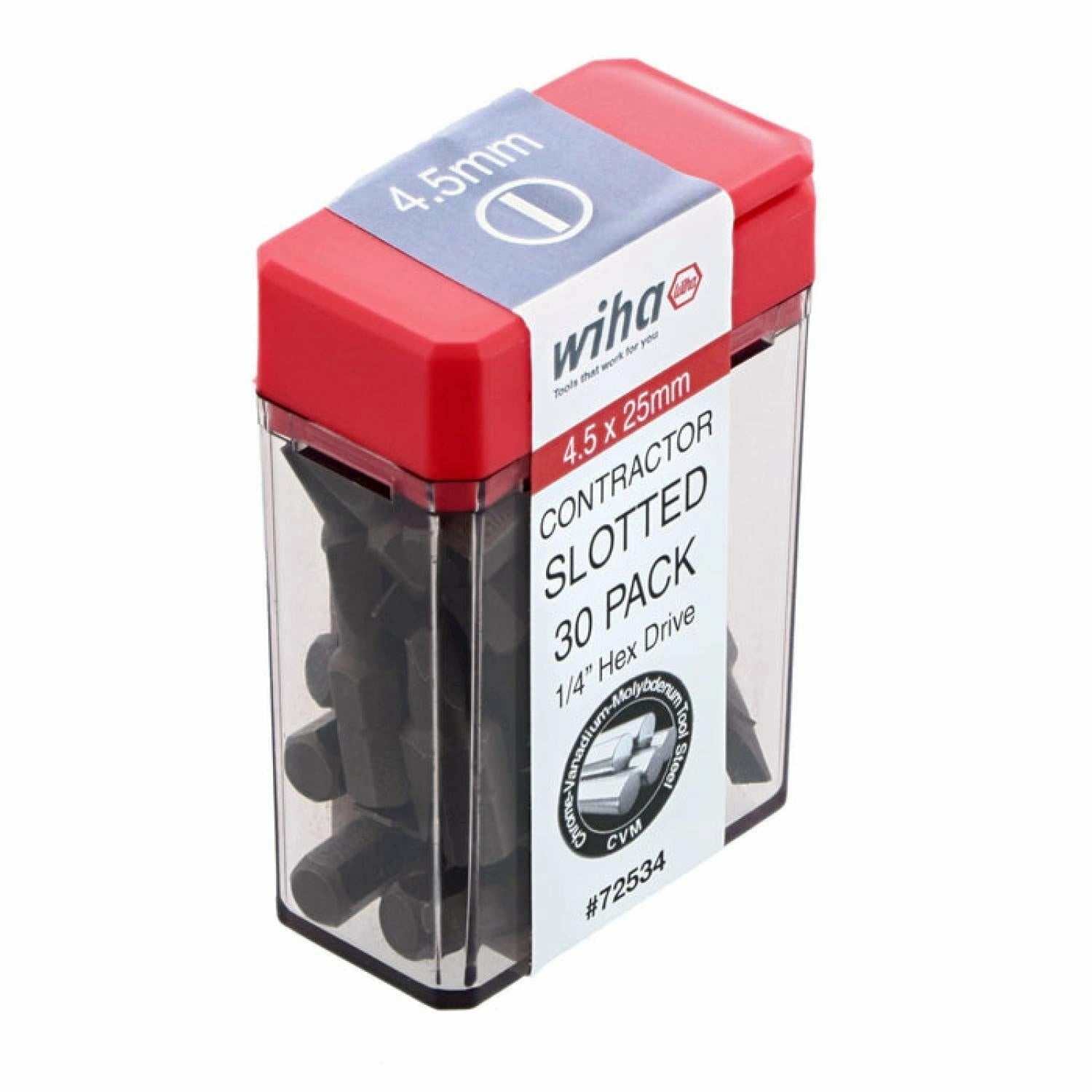 Wiha Tools 72534 Slotted 4.5mm Contractor Insert Bit, 30 Piece
