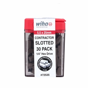 Wiha Tools 72535 Slotted 5.5mm Contractor Insert Bit, 30 Piece