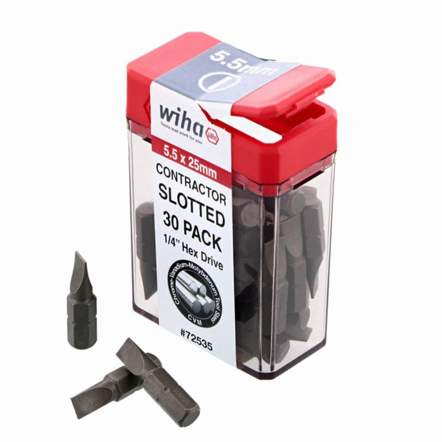 Wiha Tools 72535 Slotted 5.5mm Contractor Insert Bit, 30 Piece
