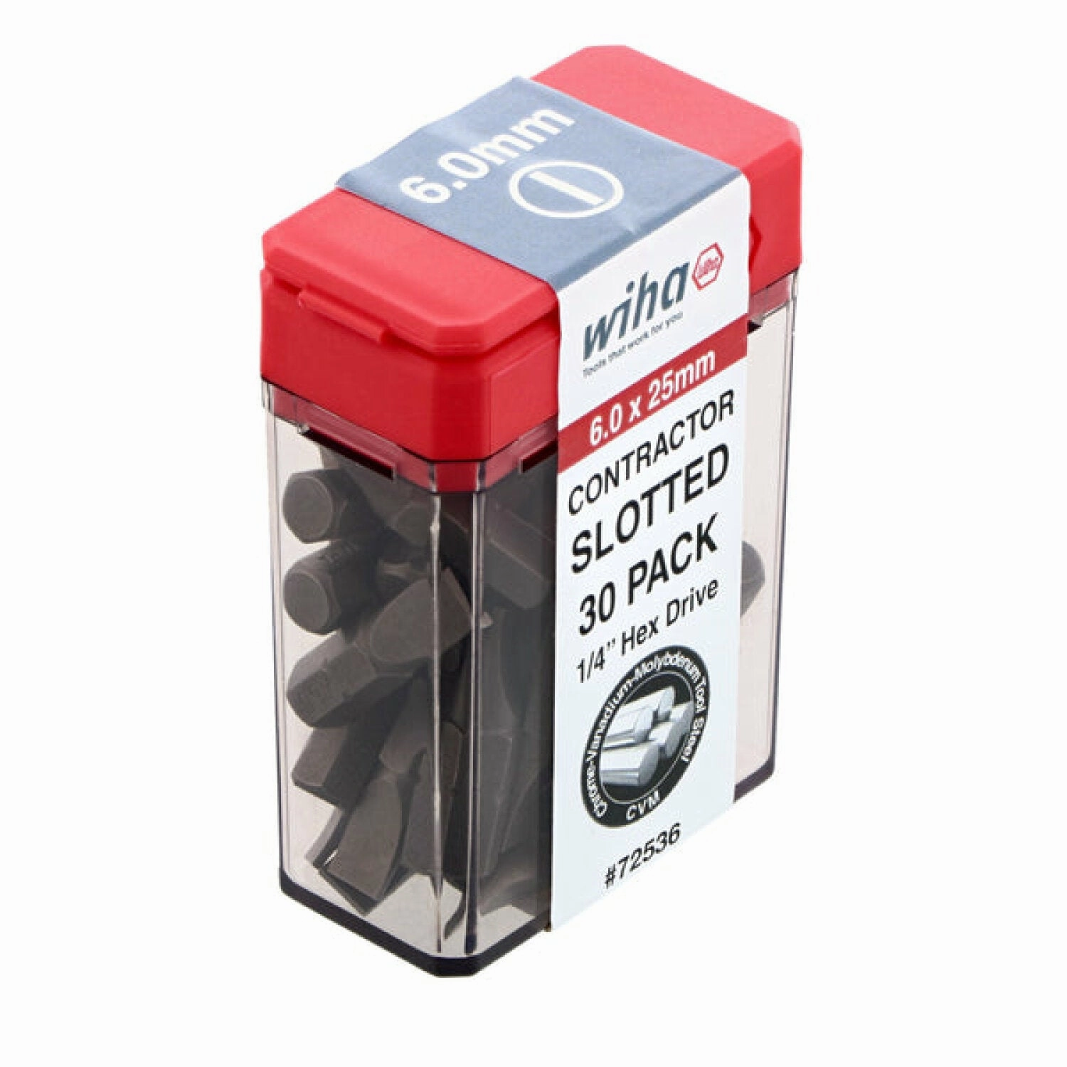 Wiha Tools 72536 Slotted 6mm Contractor Insert Bit, 30 Piece