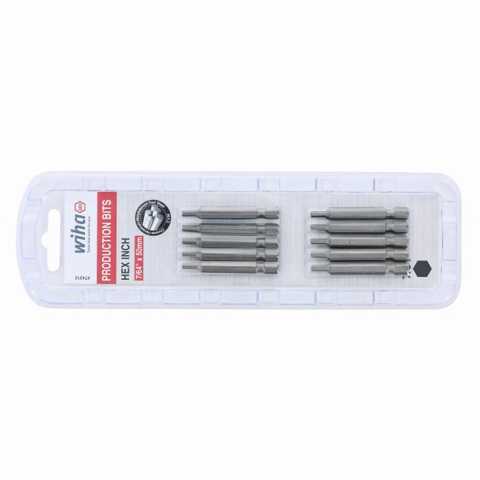 Wiha Tools 74312 Hex Inch Power Bit, 7/64" x 50 mm, 10 Pk.