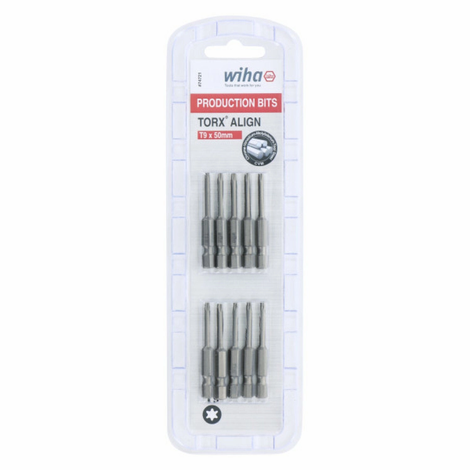 Wiha Tools 74721 TORX Align Power Bit, T9 x 50 mm, 10 Pk.
