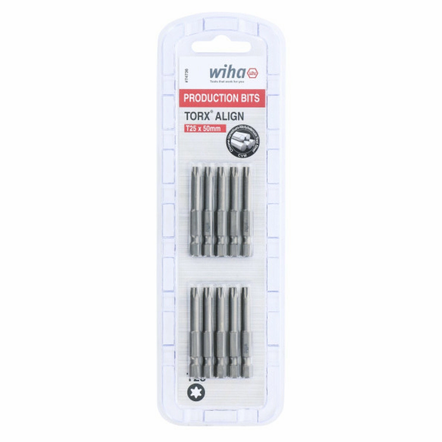 Wiha Tools 74736 TORX Align Power Bit, T25 x 50 mm, 10 Pk.