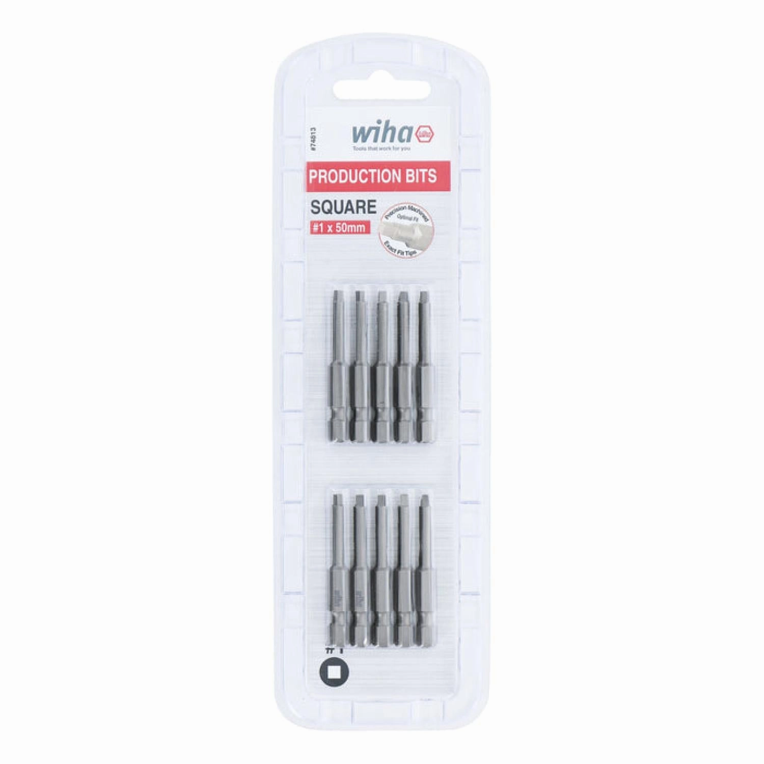 Wiha Tools 74813 #1 x 50mm Square Power Bit, 10 Pack